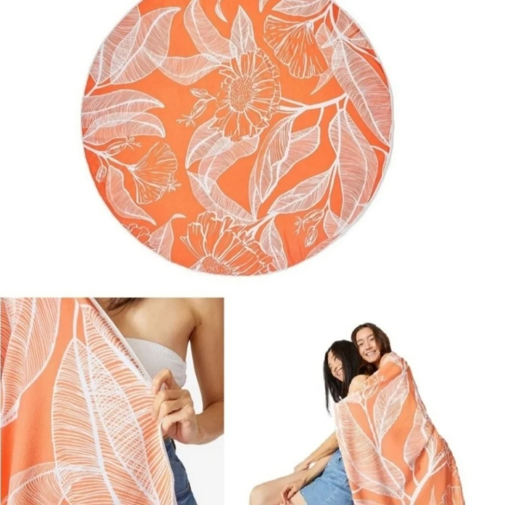 Summer & Rose Orange Floral Beach Towel